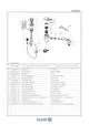 Schematische Darstellung eines Kludi MX Spültisch-Einhandmischers mit Einzelteilen und -nummern für die Montage und Ersatzteile.